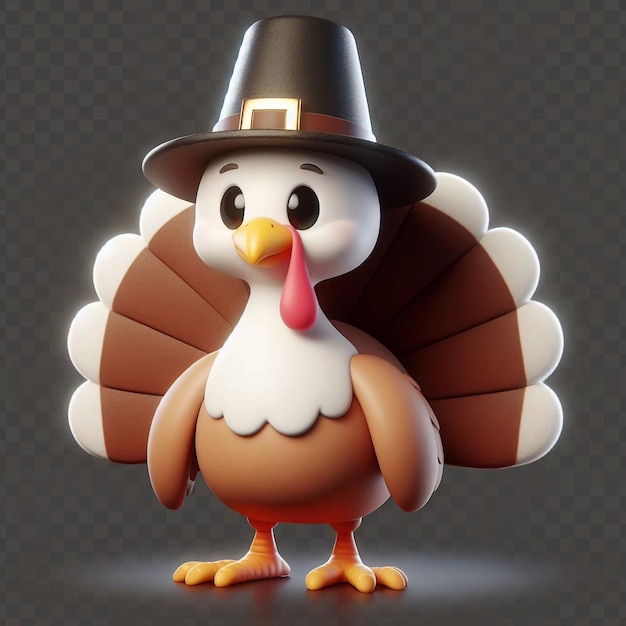 a turkey with a hat that says turkey on it