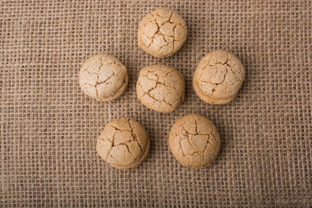 Turkish almond cookies on a linen canvas