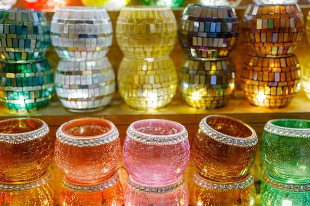 Turkish beads and colour lamp sold a shop in Egypt Bazaar in Eminonu IstanbulTurkey