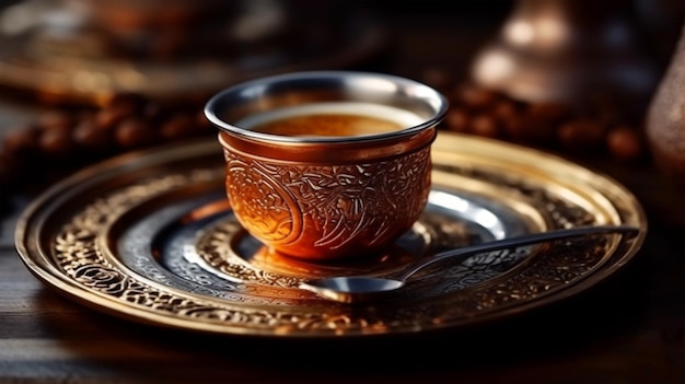 Turkish coffee in a vintage cup Generated AI