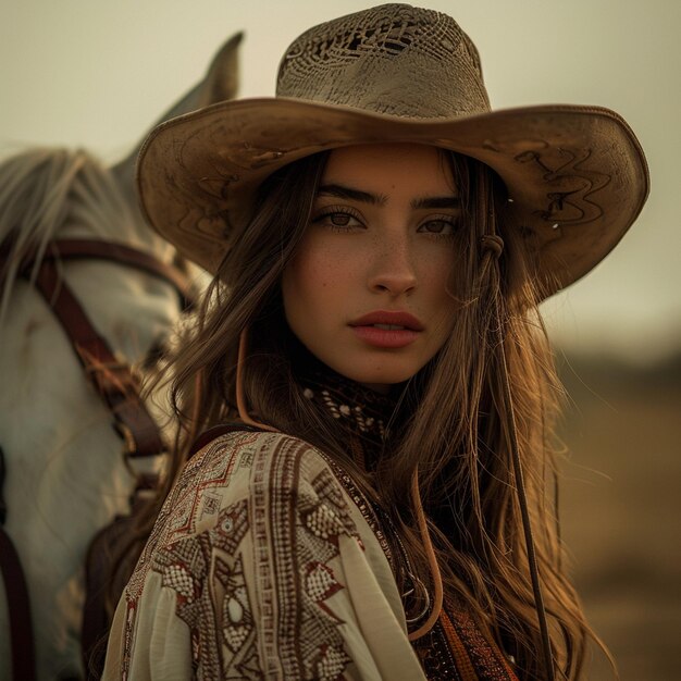 Photo a turkish cowgirl at farm