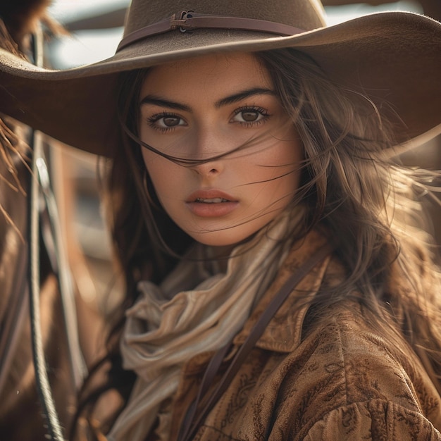 Photo a turkish cowgirl at farm