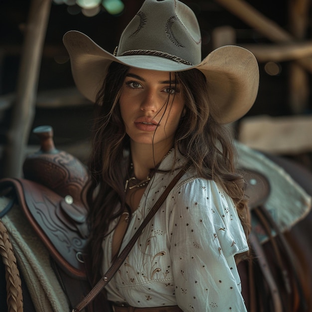 Photo a turkish cowgirl at farm