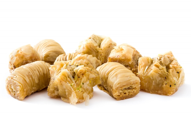 Turkish dessert baklava isolated on white