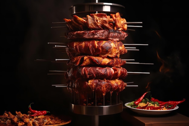 Turkish Doner kebab on a Rotating Spit