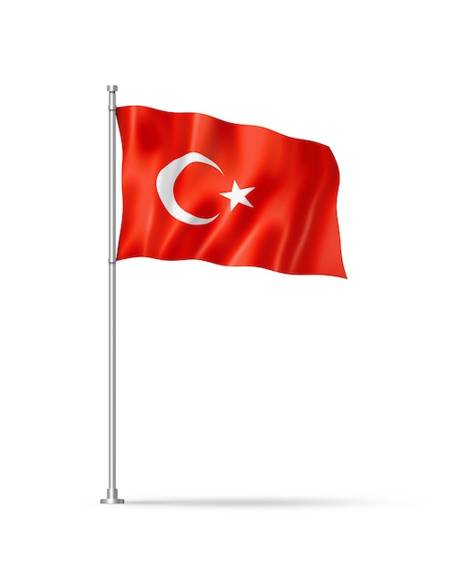 Turkish flag isolated on white