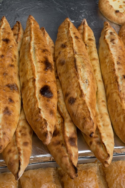 Turkish flat bread covered with cheese