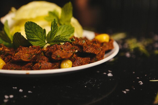 Turkish food cigkofte steak a la turca or chee kofta