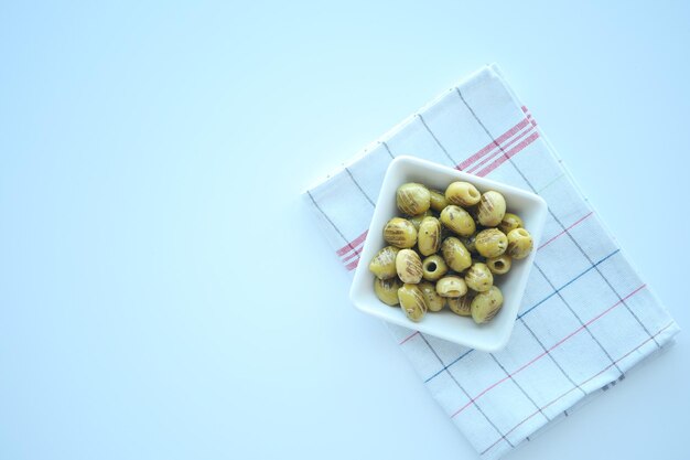 Turkish Grilled olives with olive on white background