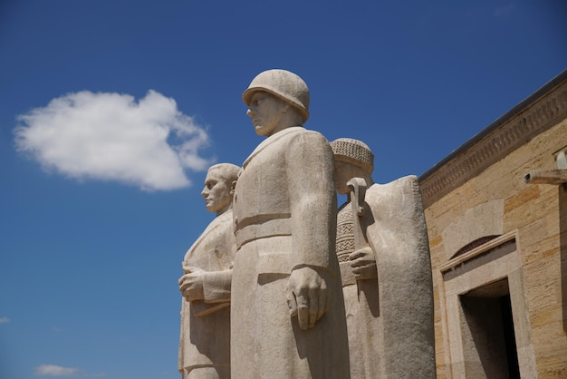 Turkish Men sculpture located at the entrance of the Road of Lions in Anitkabir Ankara Turkiye