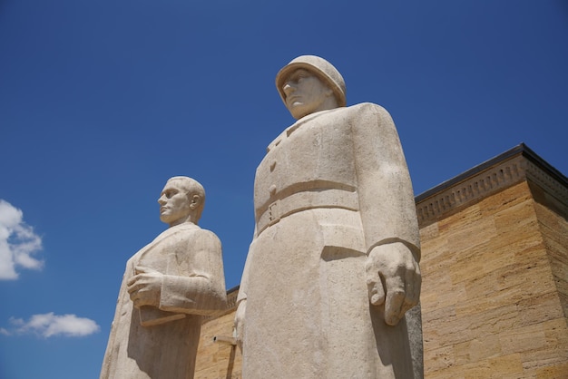 Turkish Men sculpture located at the entrance of the Road of Lions in Anitkabir Ankara Turkiye