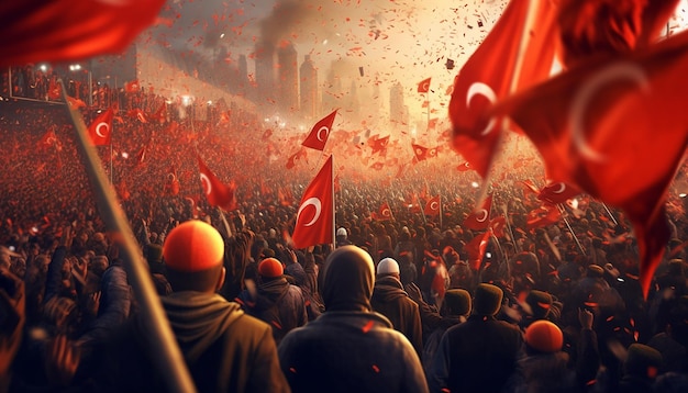 Turkish people celebrating 30 Agustos Victory day celebration