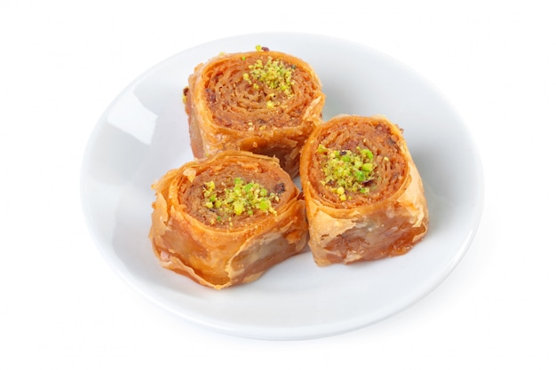 Turkish Ramadan Dessert Baklava isolated on white