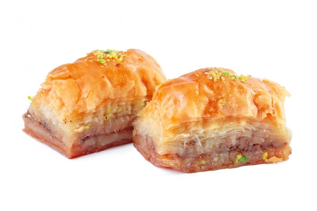 Turkish Ramadan Dessert Baklava isolated on white