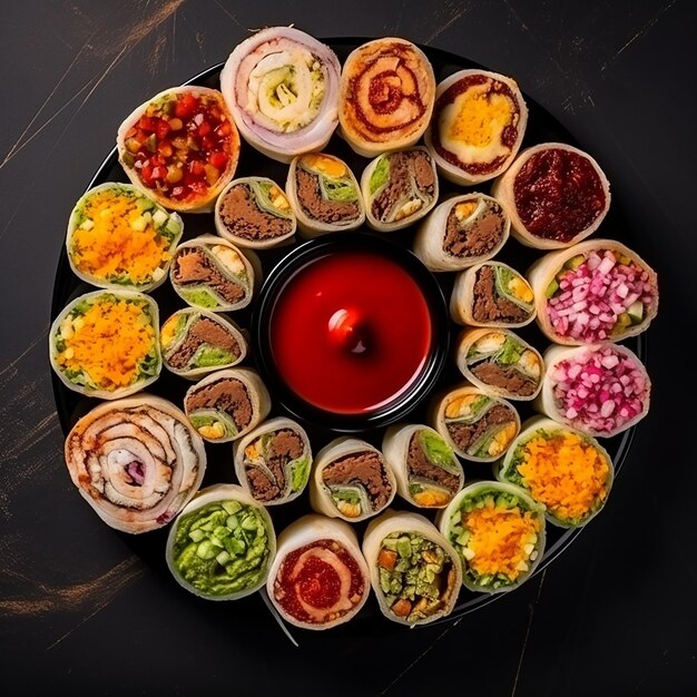 Photo turkish roll with sauces for advertising