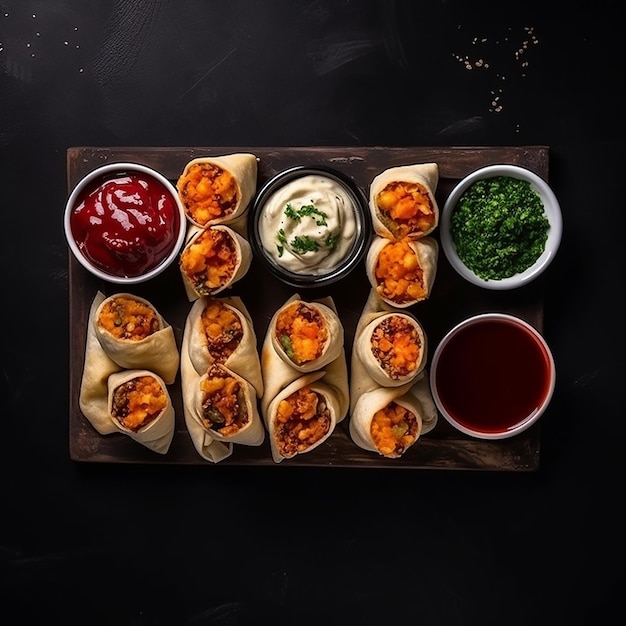 Photo turkish roll with sauces for advertising