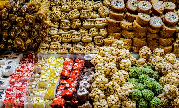 Turkish sweet delights on Istanbul market