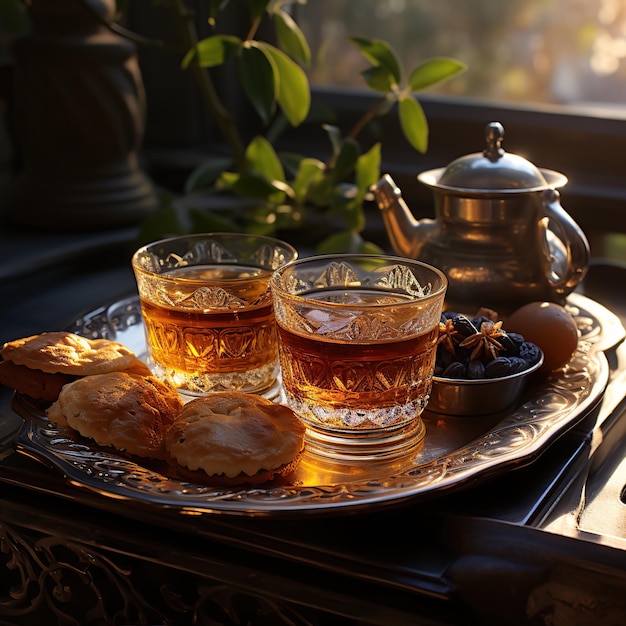 Turkish tea in traditional Turkish tulip cups