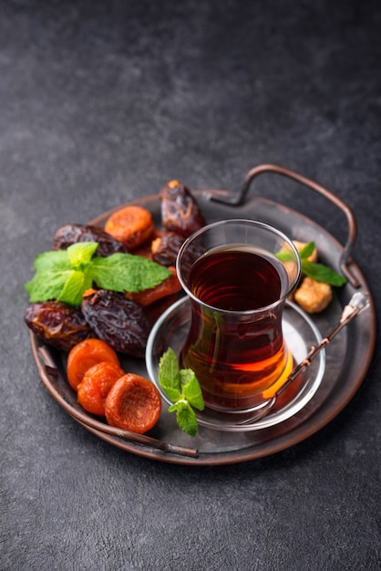 Turkish tea with dried fruits