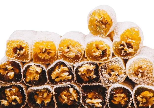 Turkish traditional delight isolated on a white background