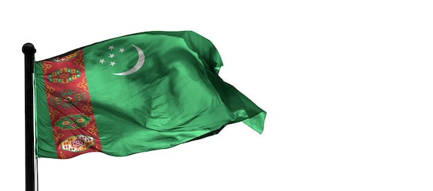 turkmenistan Country 3D wind waving flag and whithe background