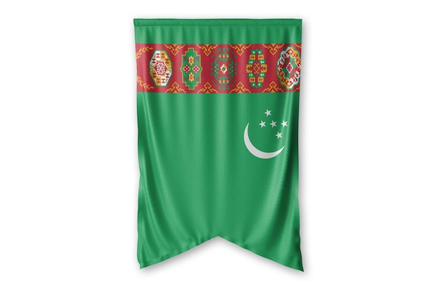 turkmenistan flag hang on a white wall background image