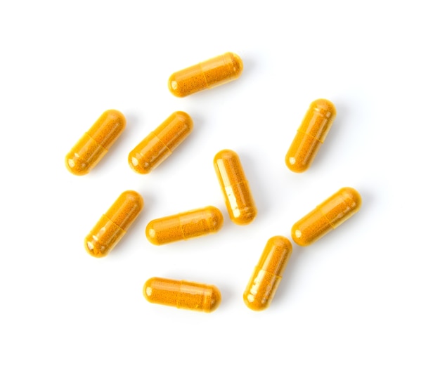 Turmeric Capsule on white background