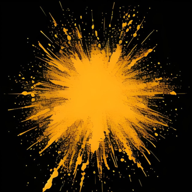 Turmeric color powder explosion on black background