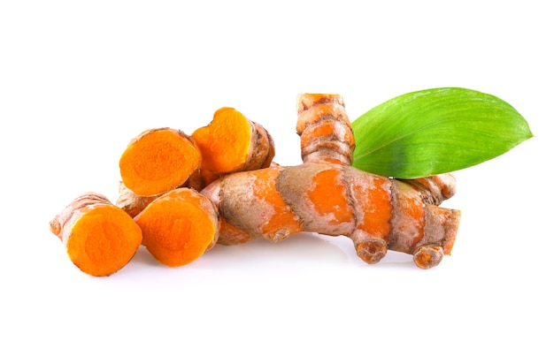 Turmeric root isolated on white background