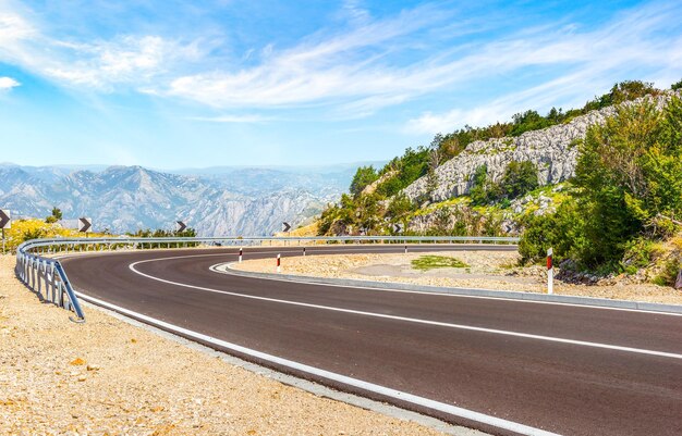 Turn of road in mountains of Montenegro