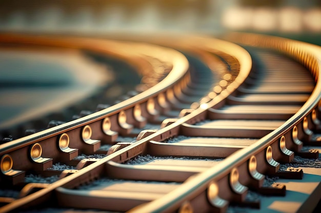 Turning on railroad railways extending into distance