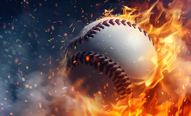 Turning up the heat A baseball engulfed in flames illustrating the intensity of the game