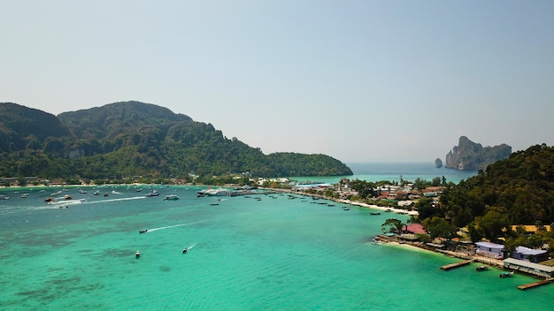 Turquoise clear water yachts boats floating