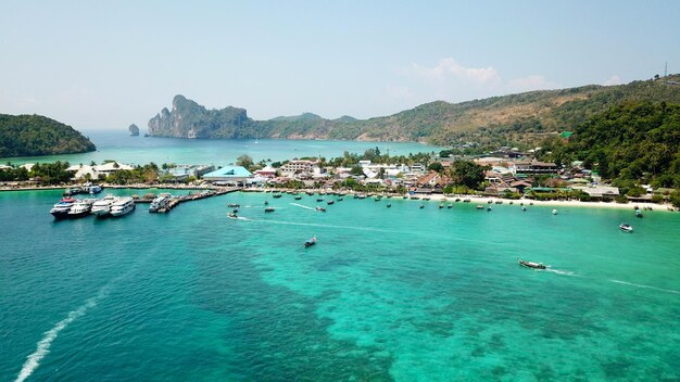 Turquoise clear water yachts boats floating