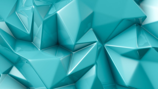 Turquoise crystal background with triangles. 3d rendering.