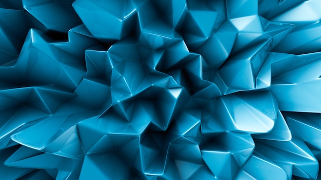 Turquoise crystal background with triangles. 3d rendering.