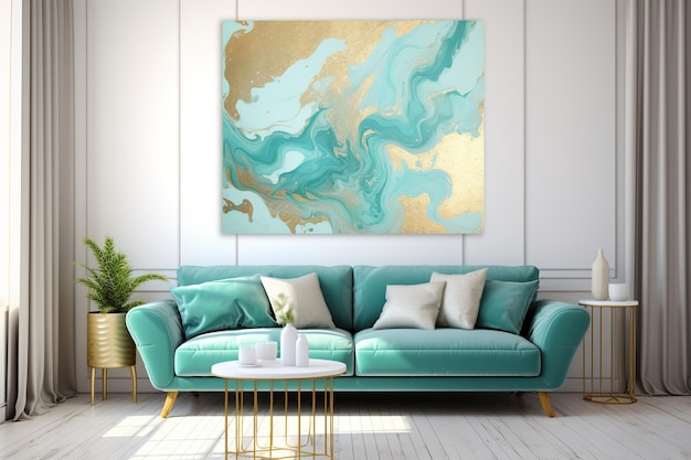 Turquoise Dream An Abstract Marble Painting with Turquoise Swirls