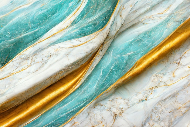 Turquoise and gold 3d marble wallpaper