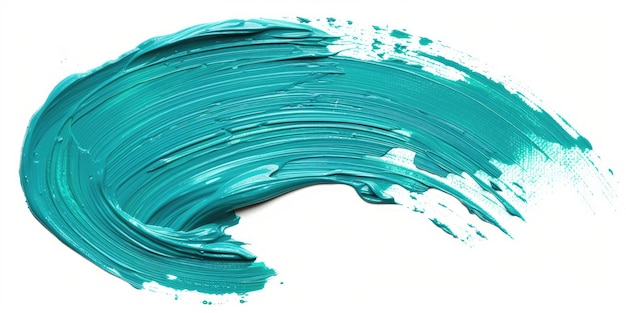 Photo turquoise stroke of paint texture isolated on white background