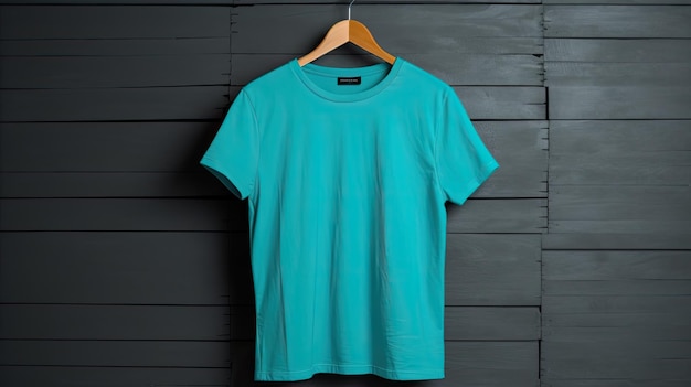 Turquoise tshirt on a hanger photo realistic illustration