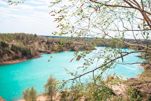 Turquoise water in the lake among the mountains Beautiful nature