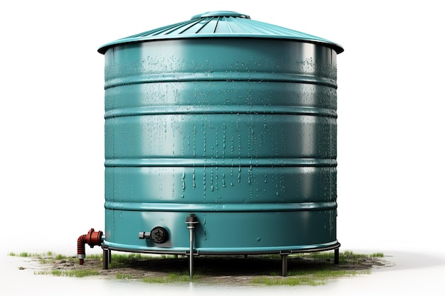 Photo a turquoise water tank glistens under a rainy sky on transparent background png