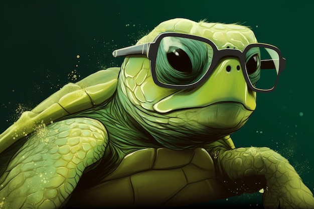 Turtle cute glasses Generate Ai