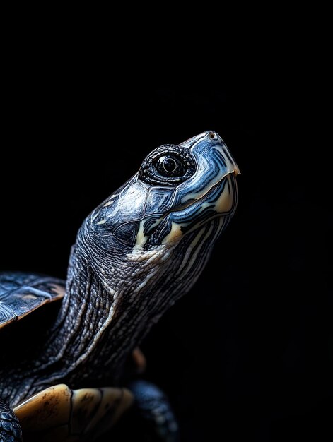 Photo turtle isolated on black background