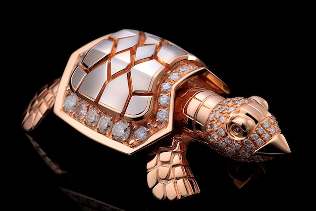 turtle pin gold jewellery diamond rose gold