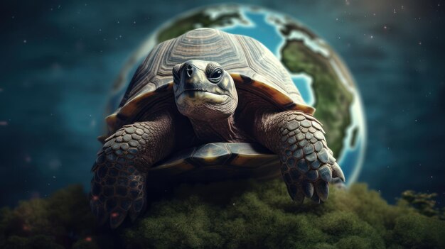 A turtle on a planet earth