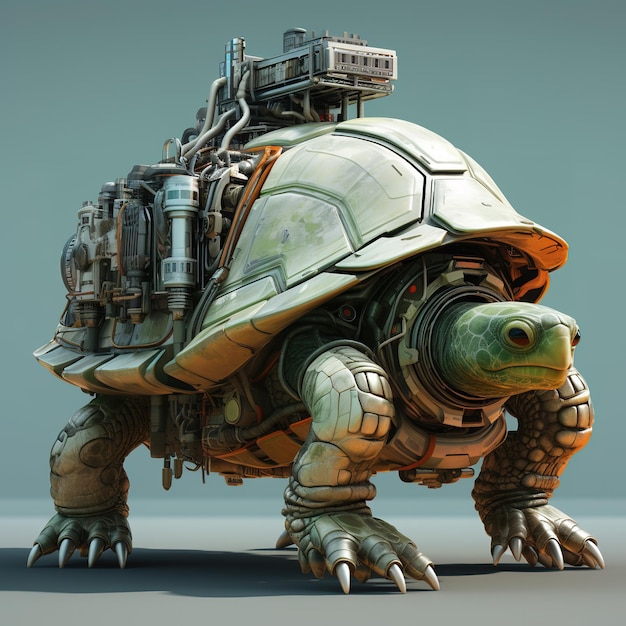 A turtle that is a futuristic machine of the future world Reptile Illustration Generative AI