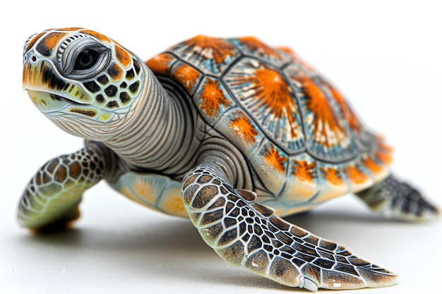 a turtle that is orange and white