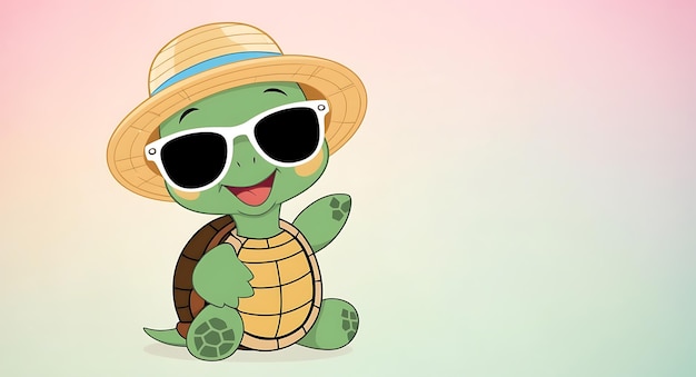 Photo turtle wearing sunglasses and sunglasses with sunglasses on