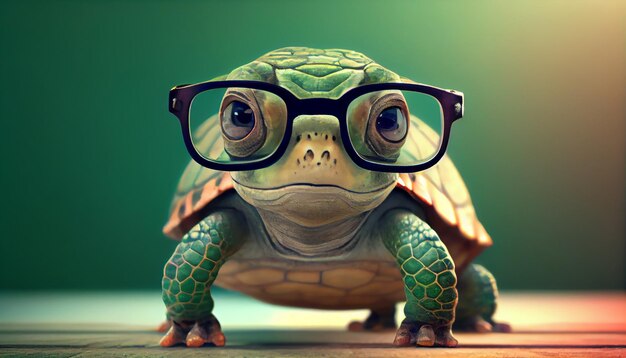 Photo a turtle with glasses and a pair of glasses on it